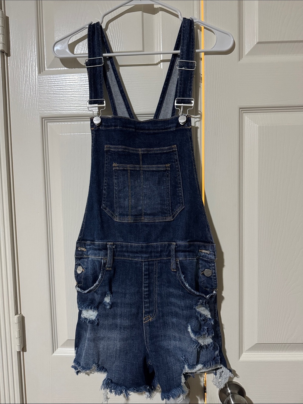 Dark Blue Denim Short Overalls
